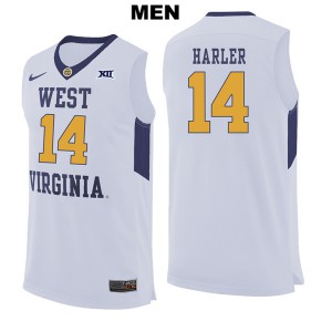Mens West Virginia Mountaineers Chase Harler #14 Basketball White Jerseys 496369-701