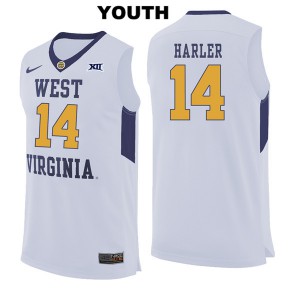 Youth West Virginia Mountaineers Chase Harler #14 White Official Jerseys 374366-713