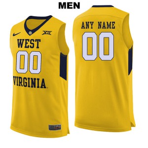 Mens West Virginia Mountaineers Custom #00 Stitched Yellow Jersey 765737-633