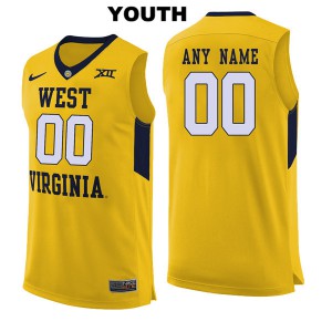 Youth West Virginia Mountaineers Custom #00 Yellow Stitched Jersey 859960-969