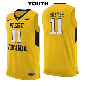Youth West Virginia Mountaineers DAngelo Hunter #11 Stitch Yellow Jersey 815429-221