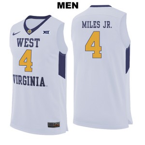 Mens West Virginia Mountaineers Daxter Miles Jr. #4 Embroidery White Jersey 383703-445