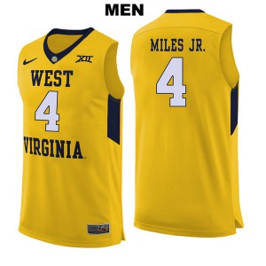 Men's West Virginia Mountaineers Daxter Miles Jr. #4 Yellow Basketball Jerseys 147123-965