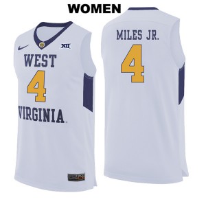 Women's West Virginia Mountaineers Daxter Miles Jr. #4 College White Jersey 877530-728