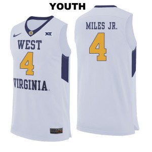 Youth West Virginia Mountaineers Daxter Miles Jr. #4 Stitch White Jersey 897329-592