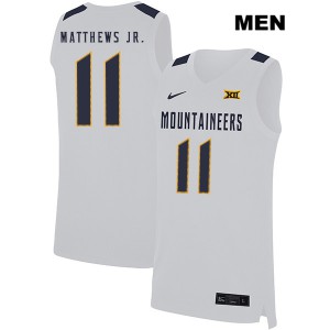 Men West Virginia Mountaineers Emmitt Matthews Jr. #11 College White Jersey 706591-721