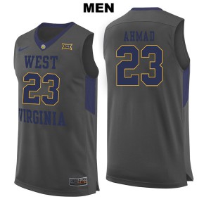 Mens West Virginia Mountaineers Esa Ahmad #23 Stitched Gray Jerseys 474045-748