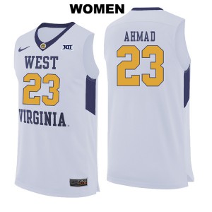 Womens West Virginia Mountaineers Esa Ahmad #23 White University Jerseys 147534-672