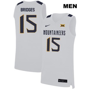Mens West Virginia Mountaineers Jalen Bridges #15 Basketball White Jerseys 129038-594
