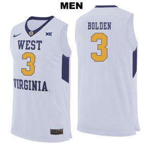 Men's West Virginia Mountaineers James Bolden #3 University White Jersey 121904-603