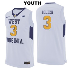 Youth West Virginia Mountaineers James Bolden #3 White High School Jerseys 354078-511
