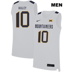 Mens West Virginia Mountaineers Jermaine Haley #10 White Stitched Jersey 450359-213