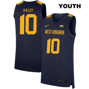Youth West Virginia Mountaineers Jermaine Haley #10 College Navy Jerseys 864442-782