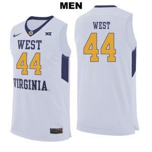 Men West Virginia Mountaineers Jerry West #44 White Embroidery Jerseys 388013-905
