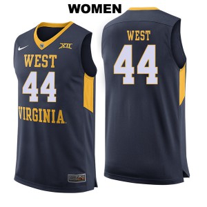 Womens West Virginia Mountaineers Jerry West #44 Navy Player Jersey 314648-327