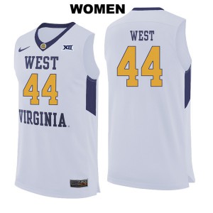 Women's West Virginia Mountaineers Jerry West #44 White College Jerseys 102449-576