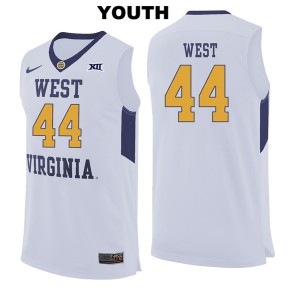 Youth West Virginia Mountaineers Jerry West #44 Stitched White Jersey 303281-748