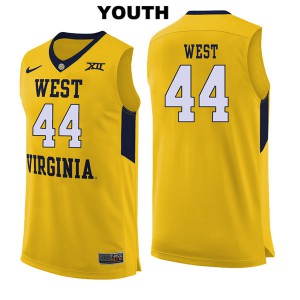 Youth West Virginia Mountaineers Jerry West #44 Player Yellow Jersey 630721-464