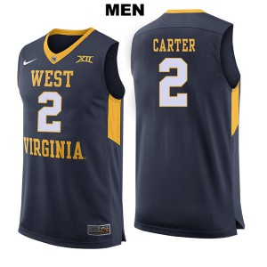 Men's West Virginia Mountaineers Jevon Carter #2 Navy Basketball Jersey 790204-717