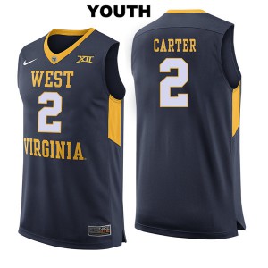Youth West Virginia Mountaineers Jevon Carter #2 Navy NCAA Jersey 103990-243