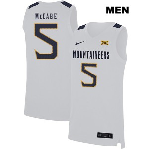 Men's West Virginia Mountaineers Jordan McCabe #5 Official White Jerseys 586404-884