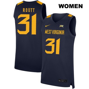 Women West Virginia Mountaineers Logan Routt #31 Basketball Navy Jerseys 208032-733