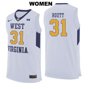 Womens West Virginia Mountaineers Logan Routt #31 White University Jerseys 567158-932