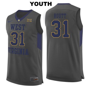 Youth West Virginia Mountaineers Logan Routt #31 Gray Stitched Jerseys 721418-774