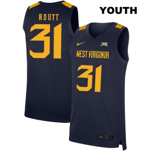 Youth West Virginia Mountaineers Logan Routt #31 Navy Official Jerseys 133481-405