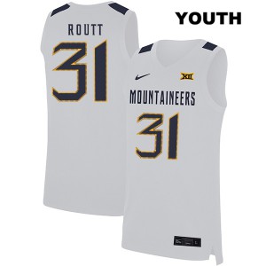 Youth West Virginia Mountaineers Logan Routt #31 Stitched White Jerseys 338182-753