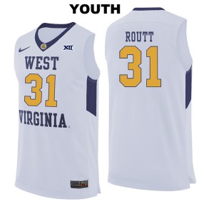Youth West Virginia Mountaineers Logan Routt #31 White Stitch Jerseys 482101-558