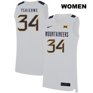 Women West Virginia Mountaineers Oscar Tshiebwe #34 Official White Jerseys 446034-239
