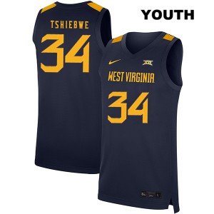 Youth West Virginia Mountaineers Oscar Tshiebwe #34 NCAA Navy Jersey 528185-426