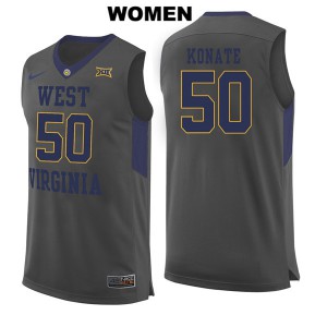 Women's West Virginia Mountaineers Sagaba Konate #50 Gray Basketball Jerseys 596774-756