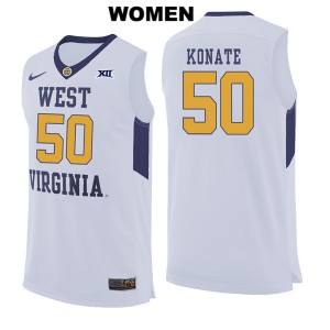 Women West Virginia Mountaineers Sagaba Konate #50 White Basketball Jerseys 197554-782