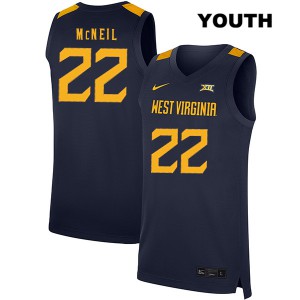 Youth West Virginia Mountaineers Sean McNeil #22 Embroidery Navy Jersey 269769-959