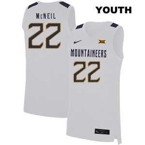 Youth West Virginia Mountaineers Sean McNeil #22 High School White Jerseys 543869-855
