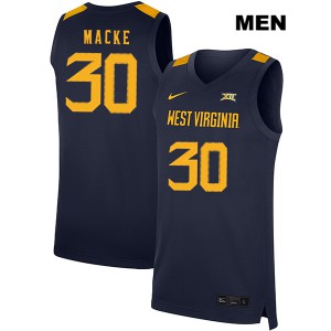 Mens West Virginia Mountaineers Spencer Macke #30 University Navy Jersey 113794-640