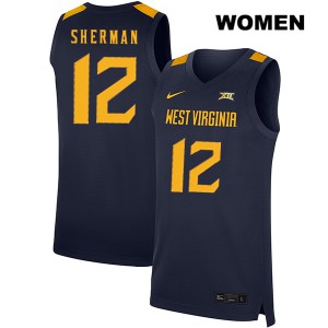 Women West Virginia Mountaineers Taz Sherman #12 Navy Player Jersey 778227-823