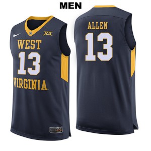Men West Virginia Mountaineers Teddy Allen #13 Basketball Navy Jersey 371426-401