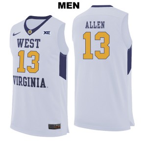 Mens West Virginia Mountaineers Teddy Allen #13 Alumni White Jersey 336777-444