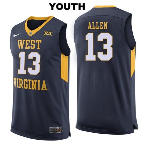 Youth West Virginia Mountaineers Teddy Allen #13 High School Navy Jerseys 593571-467