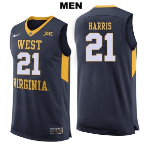 Mens West Virginia Mountaineers Wesley Harris #21 NCAA Navy Jerseys 522006-309