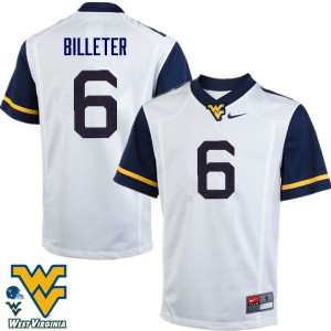 Mens West Virginia Mountaineers Will Billeter #6 White NCAA Jerseys 162950-179