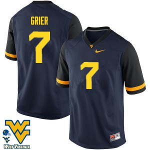 Mens West Virginia Mountaineers Will Grier #7 Stitched Navy Jerseys 513432-642