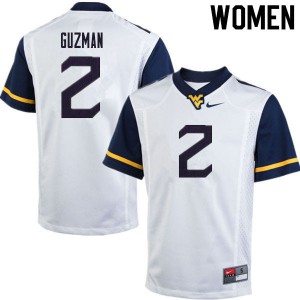 Womens West Virginia Mountaineers Noah Guzman #2 White Stitched 2020 Jerseys 881387-705