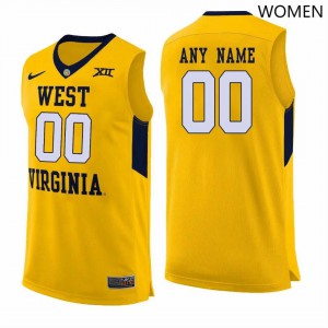 Women's West Virginia Mountaineers Custom #00 Yellow NCAA Jersey 413805-645