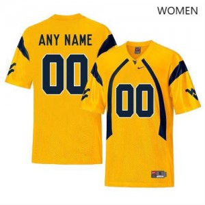 Womens West Virginia Mountaineers Custom #00 Stitched Retro Yellow Jerseys 981151-766