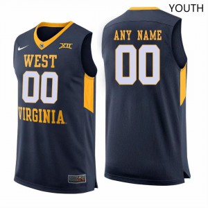 Youth West Virginia Mountaineers Custom #00 Player Navy Jersey 641096-666