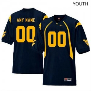 Youth West Virginia Mountaineers Custom #00 Retro Navy Football Jerseys 971480-417